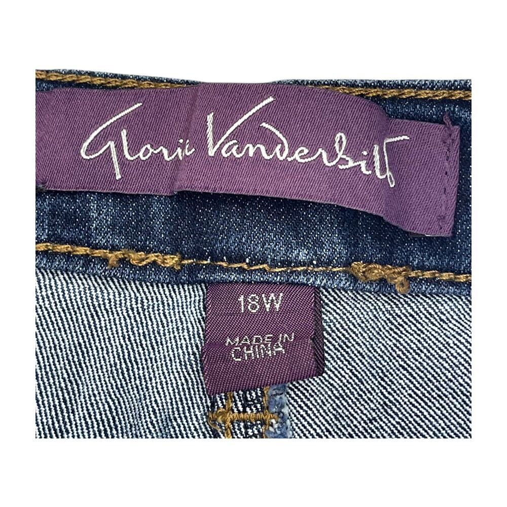 Gloria Vanderbilt Amanda Jeans Women's 18 Blue Denim Wide leg 5-Pocket Zip Fly - Picture 3 of 8